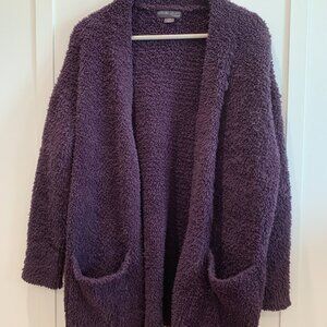 Barefoot Dreams purple sherpa fleece shawl oversized open cardigan